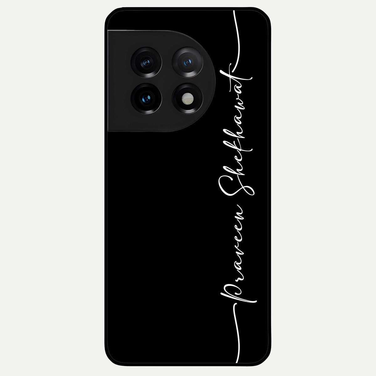  Black Tune Custom Name Glass Case For OnePlus 11 back cover – full design glossy printed glass finish