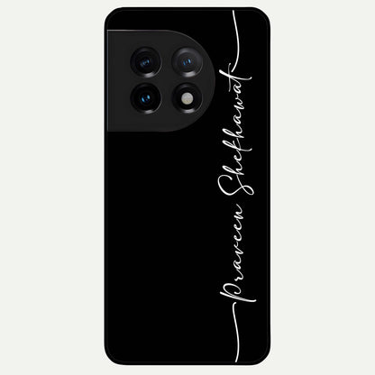  Black Tune Custom Name Glass Case For OnePlus 11 back cover – full design glossy printed glass finish