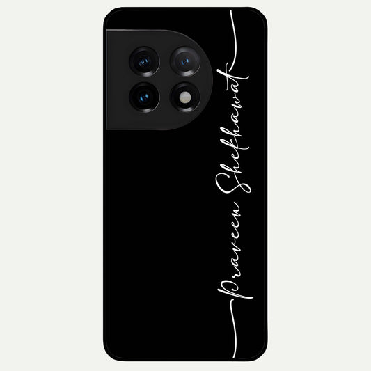  Black Tune Custom Name Glass Case For OnePlus 11 back cover – full design glossy printed glass finish