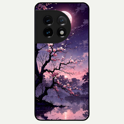  Blossom Pink Moon Glass Case For OnePlus 11 back cover – full design glossy printed glass finish