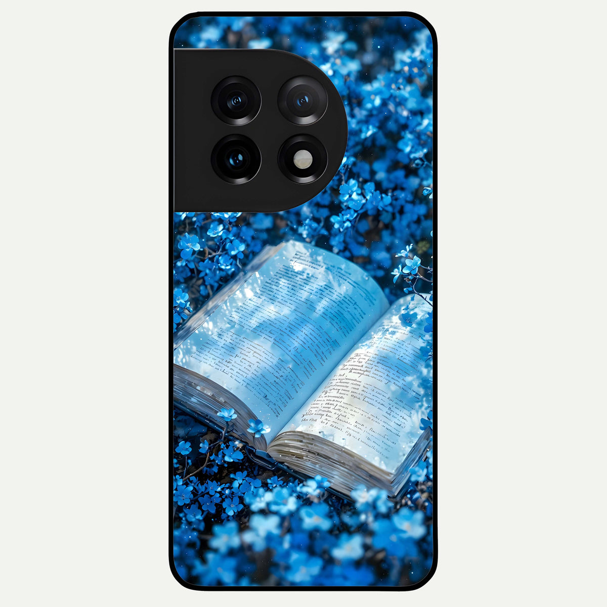  Blue Bloom Tales Glass Case For OnePlus 11 back cover – full design glossy printed glass finish