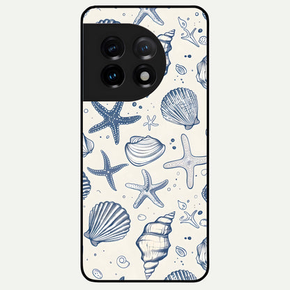  Blue Ocean Outline Glass Case For OnePlus 11 back cover – full design glossy printed glass finish