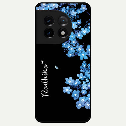  Blue Petal Dream Custom Name Glass Case For OnePlus 11 back cover – full design glossy printed glass finish