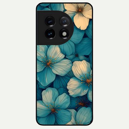  Blue Shade Floral Glass Case For OnePlus 11 back cover – full design glossy printed glass finish