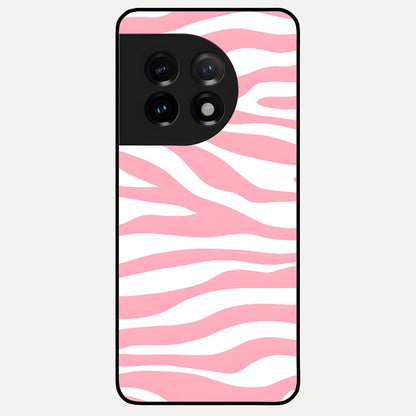  Blush Zebra Flow Glass Case For OnePlus 11 back cover – full design glossy printed glass finish