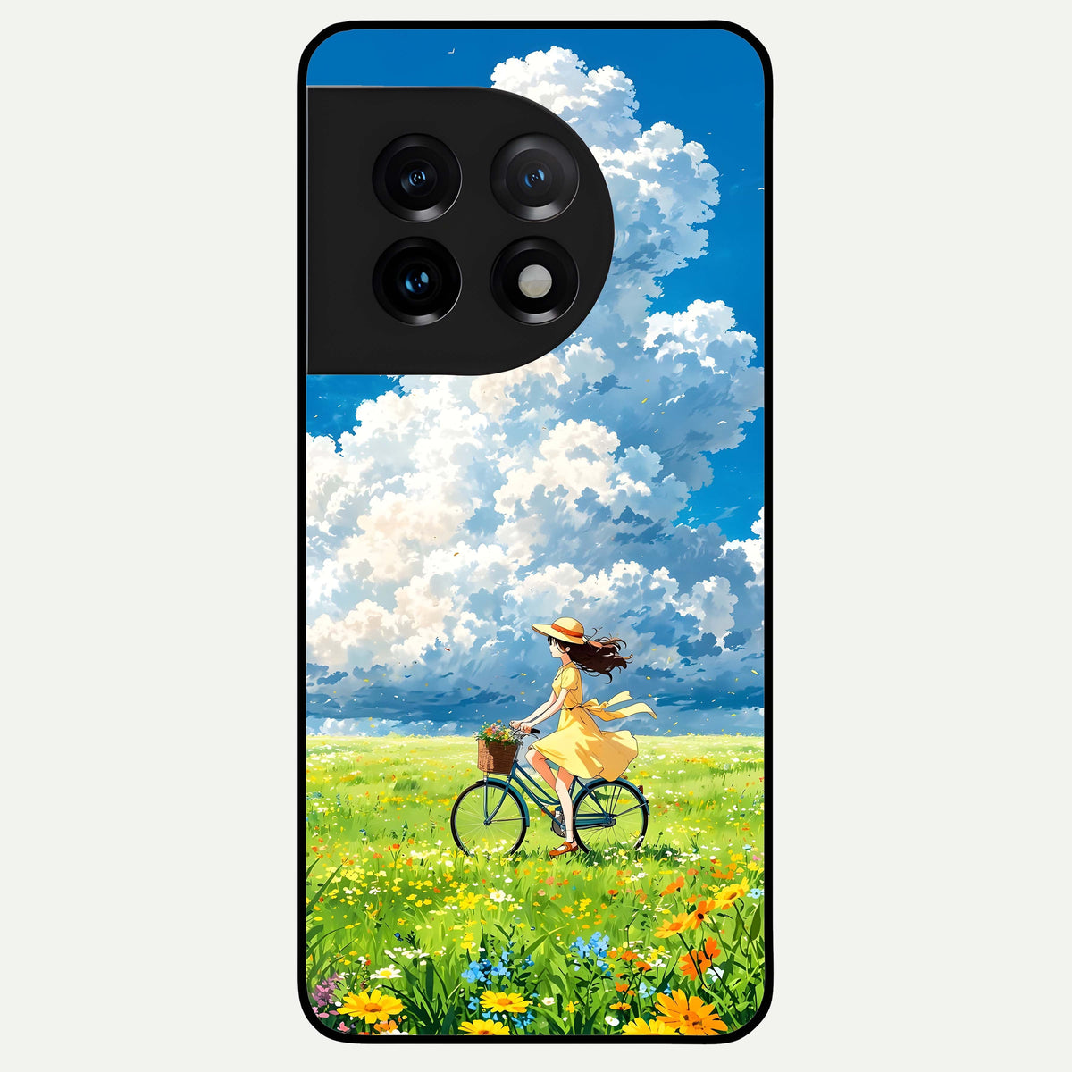  Breezy Meadow Ride Glass Case For OnePlus 11 back cover – full design glossy printed glass finish