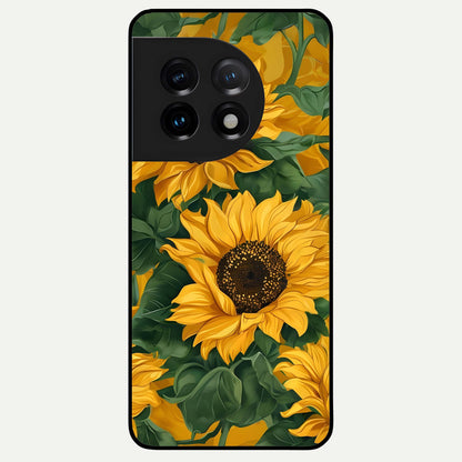  Bright Sunflower Bloom Glass Case For OnePlus 11 back cover – full design glossy printed glass finish