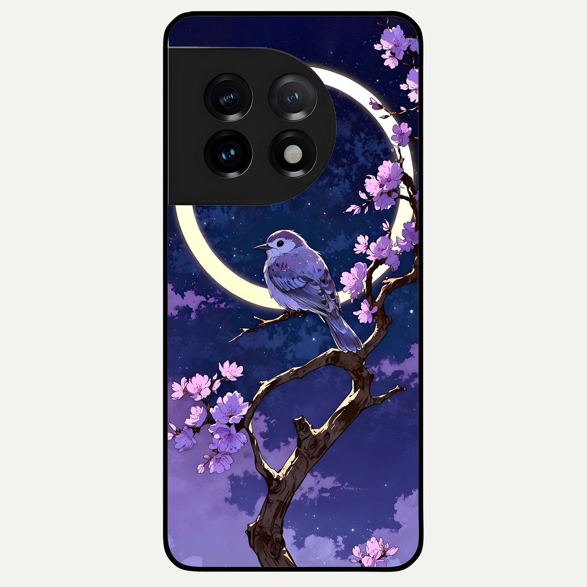  Celestial Bird Blossom Glass Case For OnePlus 11 back cover – full design glossy printed glass finish