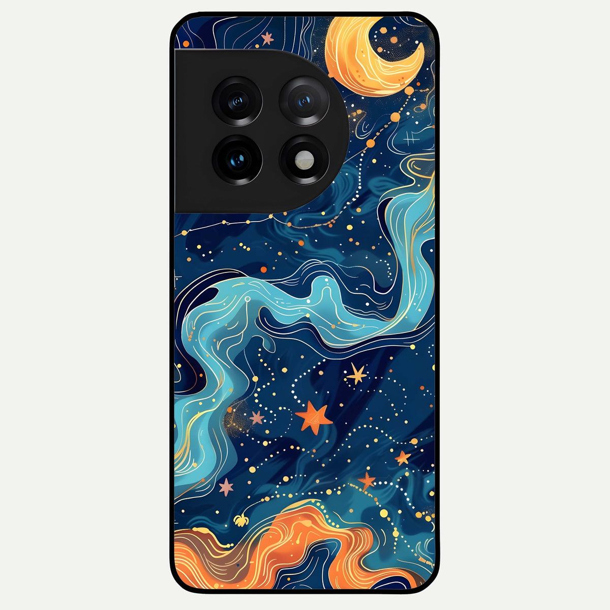  Celestial Dream Flow Glass Case For OnePlus 11 back cover – full design glossy printed glass finish