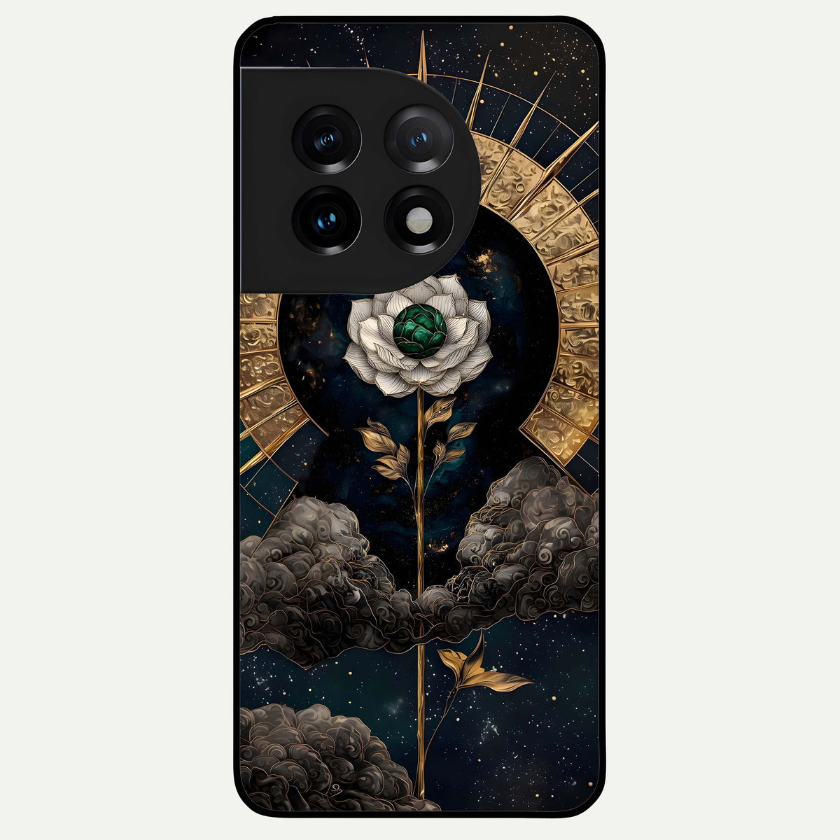  Celestial Lotus Morang Glass Case For OnePlus 11 back cover – full design glossy printed glass finish