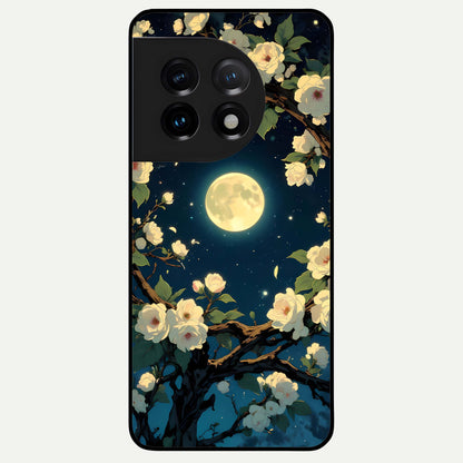 Celestial Moon And Flower Glass Case For OnePlus 11 back cover – full design glossy printed glass finish