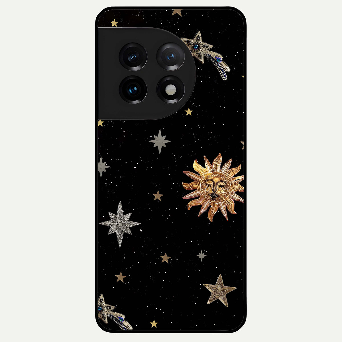  Celestial Moon With Stars Glass Case For OnePlus 11 back cover – full design glossy printed glass finish