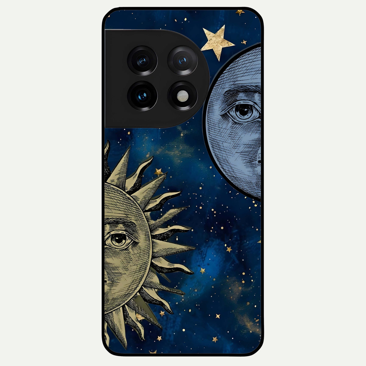  Celestial Moon With Sun Glass Case For OnePlus 11 back cover – full design glossy printed glass finish