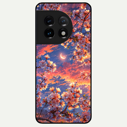  Celestial Sakura Sunset Glass Case For OnePlus 11 back cover – full design glossy printed glass finish