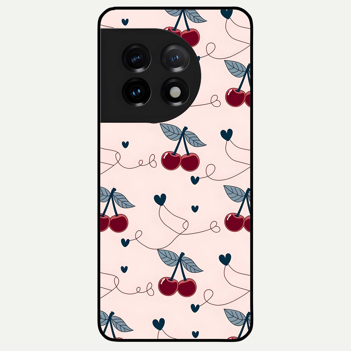  Cherry Heart Line Glass Case For OnePlus 11 back cover – full design glossy printed glass finish