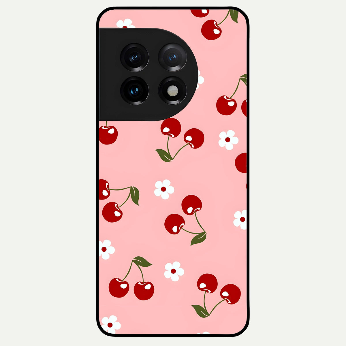  Cherry Love Mood Glass Case For OnePlus 11 back cover – full design glossy printed glass finish
