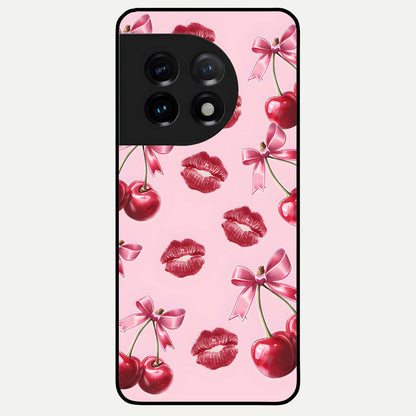  Cherry With Lips Glass Case For OnePlus 11 back cover – full design glossy printed glass finish