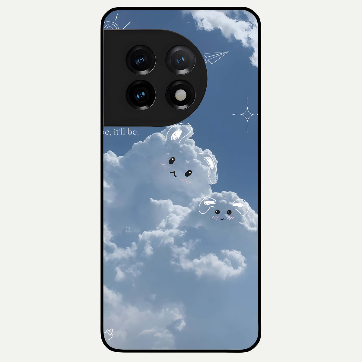  Cloud Bunny Dreams Glass Case For OnePlus 11 back cover – full design glossy printed glass finish