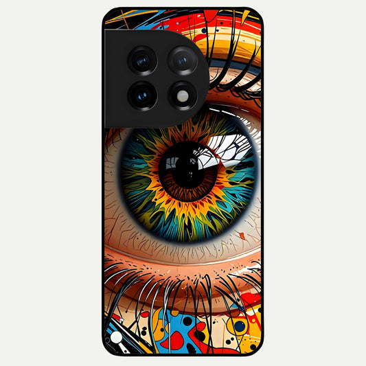  Colorful Eye Glass Case For OnePlus 11 back cover – full design glossy printed glass finish