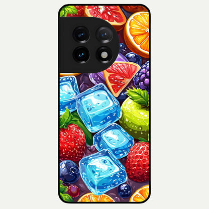  Colorful Fruits with Ice Glass Case For OnePlus 11 back cover – full design glossy printed glass finish
