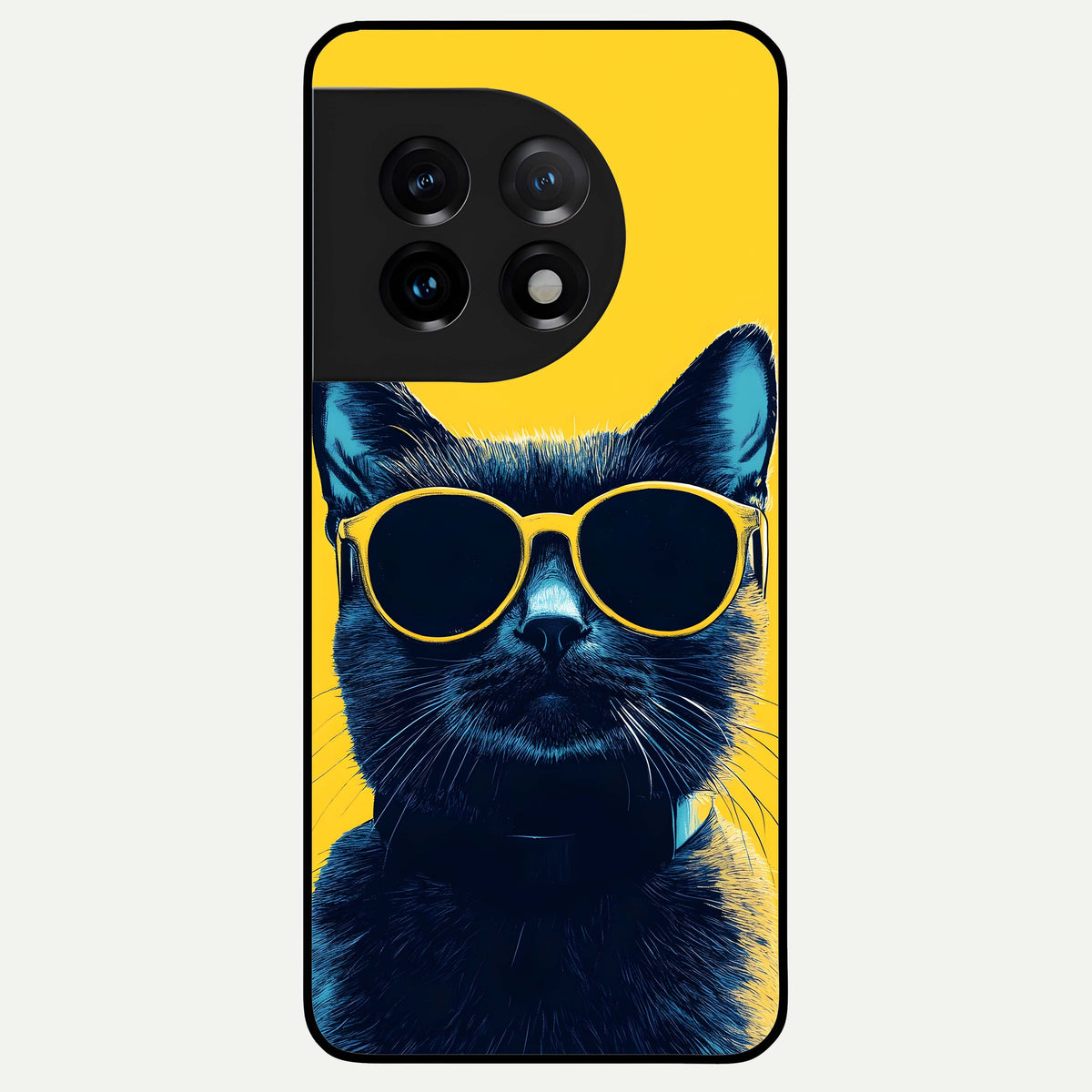  Cool Cat Vibes Glass Case For OnePlus 11 back cover – full design glossy printed glass finish