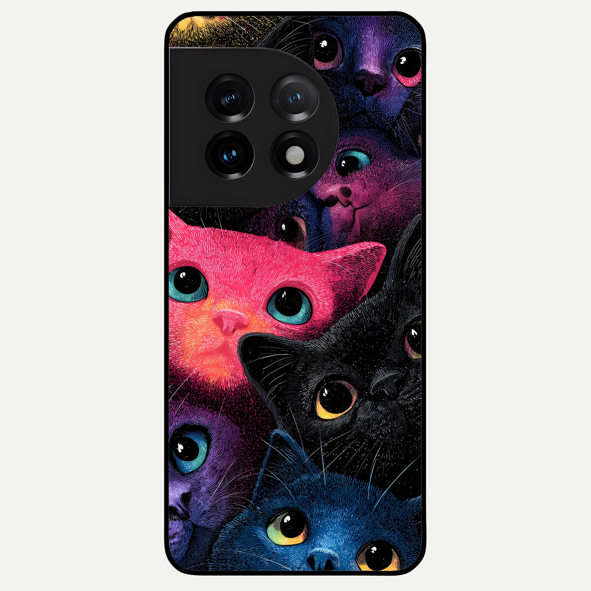  Cosmic Cats Dreams Glass Case For OnePlus 11 back cover – full design glossy printed glass finish