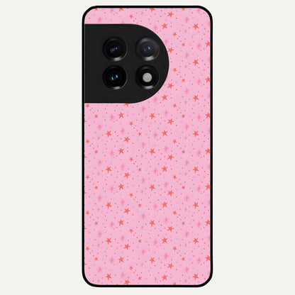  Cosmic Pink Sparkle Glass Case For OnePlus 11 back cover – full design glossy printed glass finish