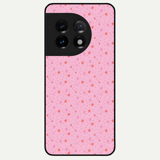  Cosmic Pink Sparkle Glass Case For OnePlus 11 back cover – full design glossy printed glass finish