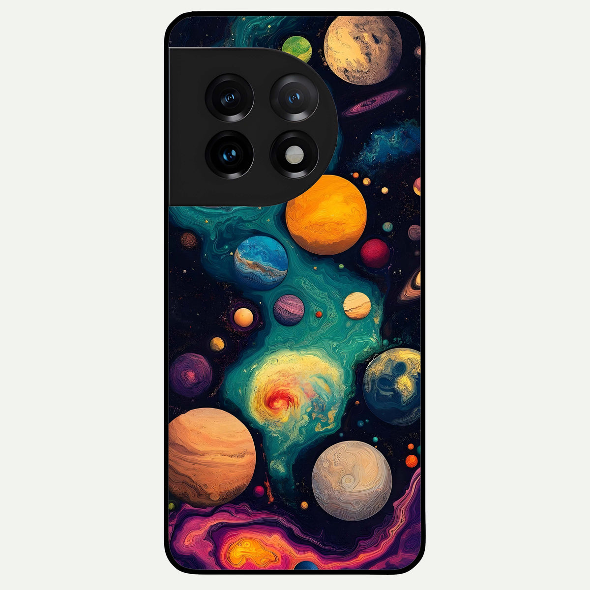  Cosmic Planet Journey Glass Case For OnePlus 11 back cover – full design glossy printed glass finish