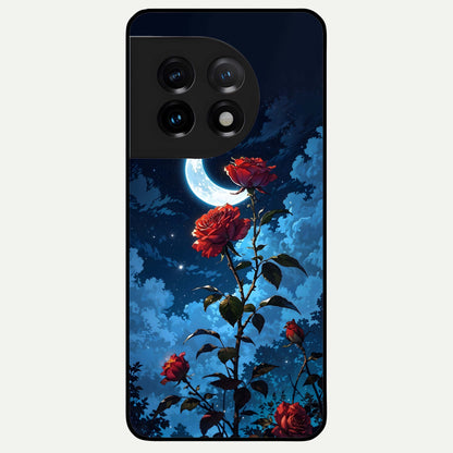  Crimson Rose Moon Glass Case For OnePlus 11 back cover – full design glossy printed glass finish