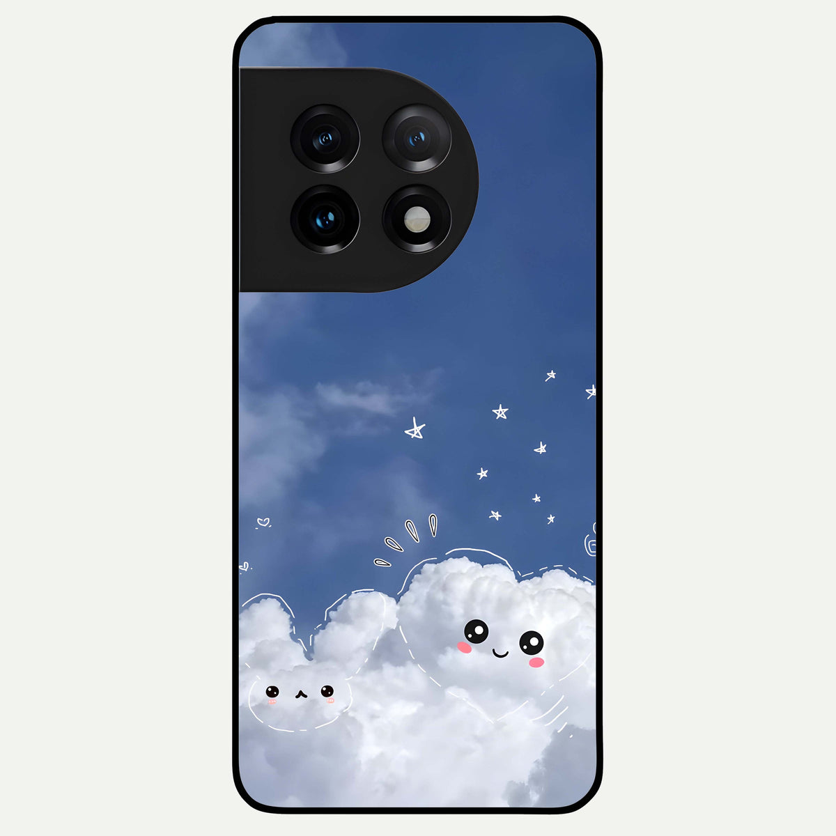  Cute Blossom Cloud Glass Case For OnePlus 11 back cover – full design glossy printed glass finish