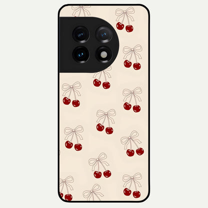  Cute Cherry Pattern Glass Case For OnePlus 11 back cover – full design glossy printed glass finish