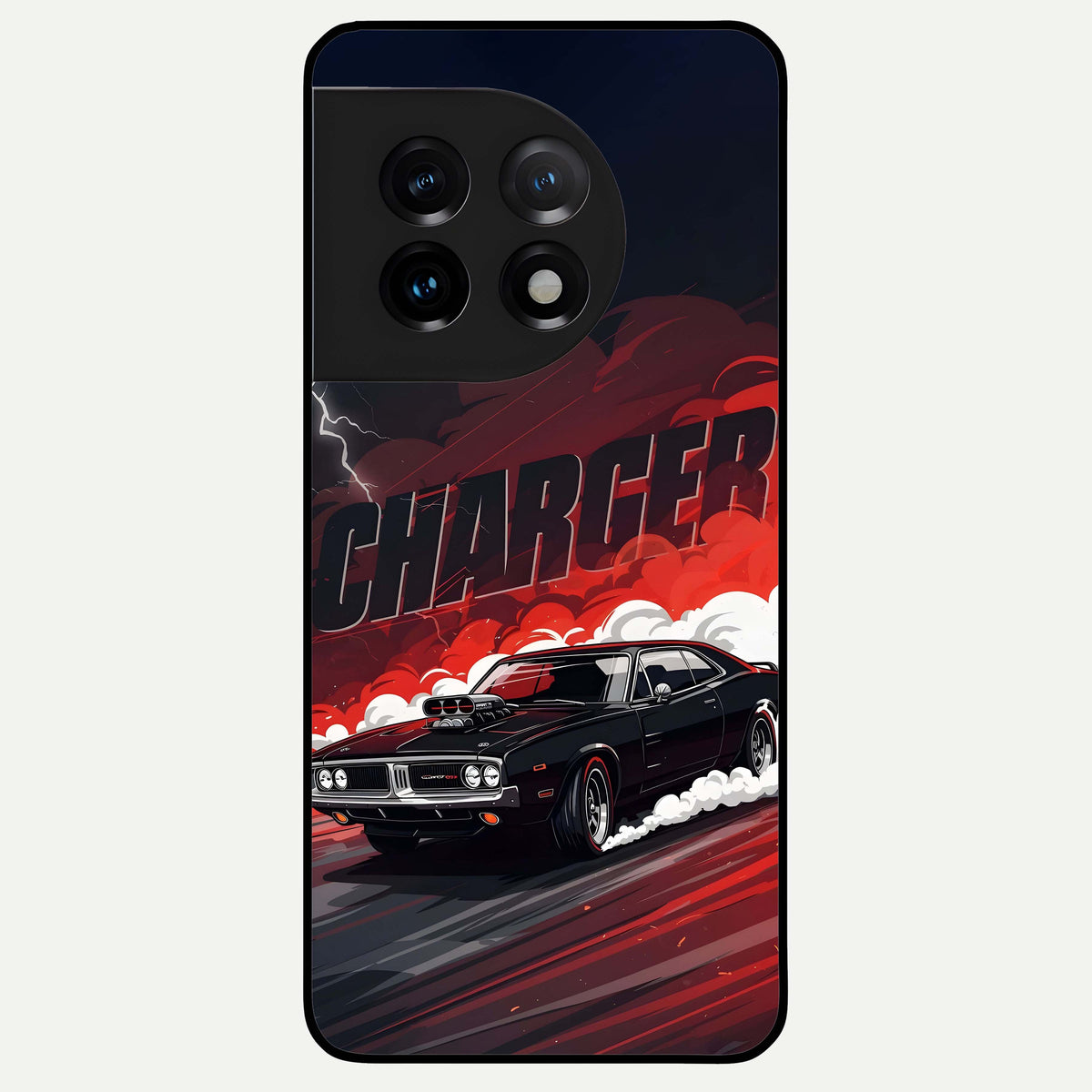  Dark Charger Fury Glass Case For OnePlus 11 back cover – full design glossy printed glass finish