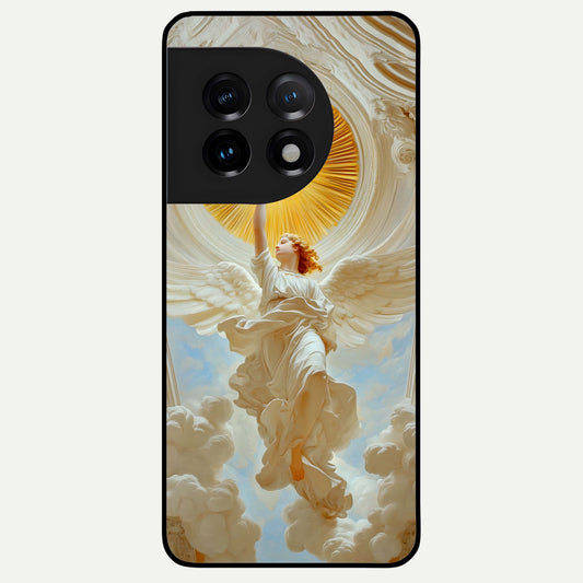  Divine Light Angel Glass Case For OnePlus 11 back cover – full design glossy printed glass finish