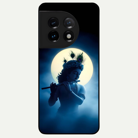  Divine Moon Flute Glass Case For OnePlus 11 back cover – full design glossy printed glass finish