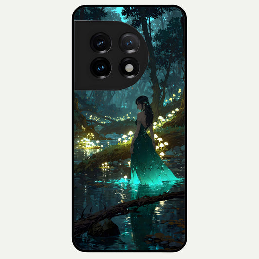  Enchanted Forest Glow Glass Case For OnePlus 11 back cover – full design glossy printed glass finish
