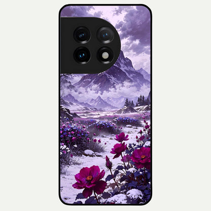  Flower Mountain View Glass Case For OnePlus 11 back cover – full design glossy printed glass finish