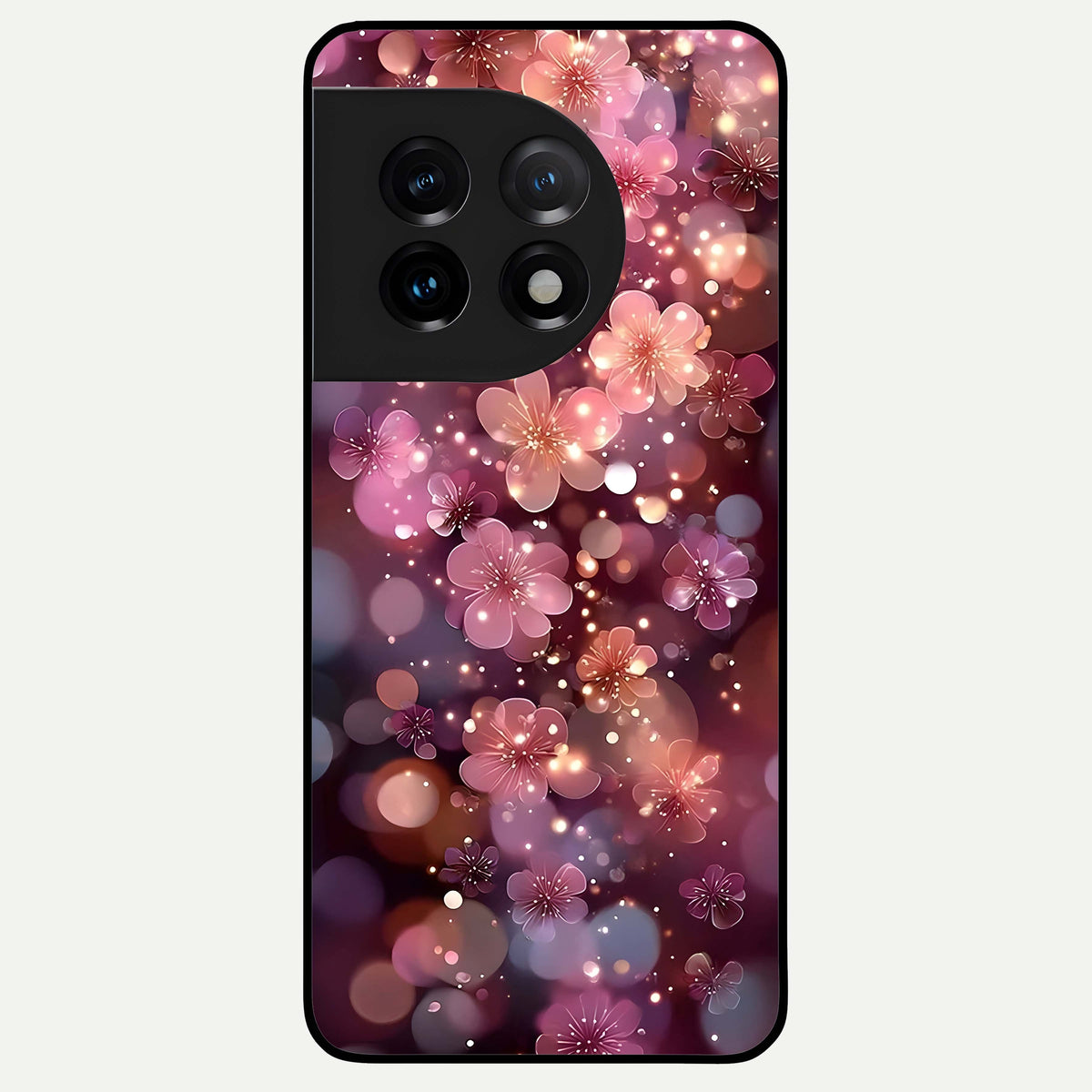  Glowing Petal Bliss Glass Case For OnePlus 11 back cover – full design glossy printed glass finish