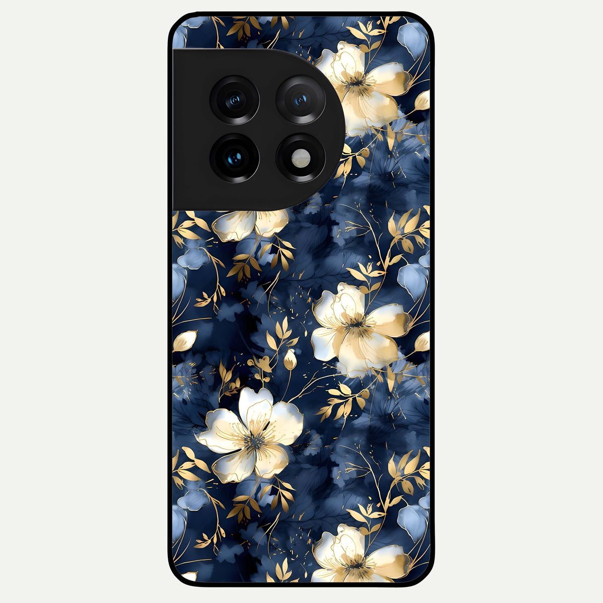  Golden Midnight Bloom Glass Case For OnePlus 11 back cover – full design glossy printed glass finish