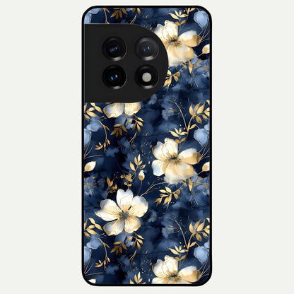 Golden Midnight Bloom Glass Case For OnePlus 11 back cover – full design glossy printed glass finish