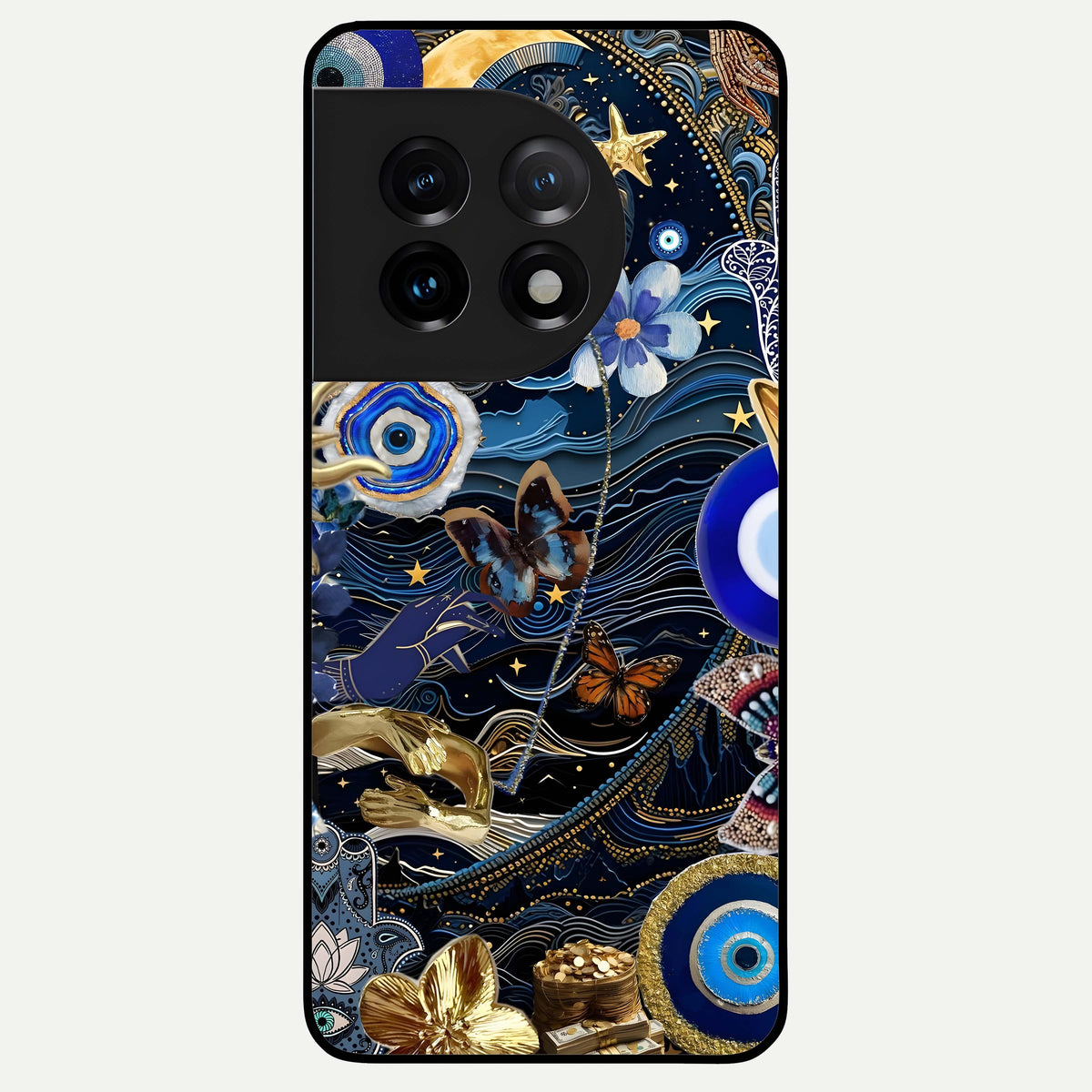  Golden Moon Magic Glass Case For OnePlus 11 back cover – full design glossy printed glass finish