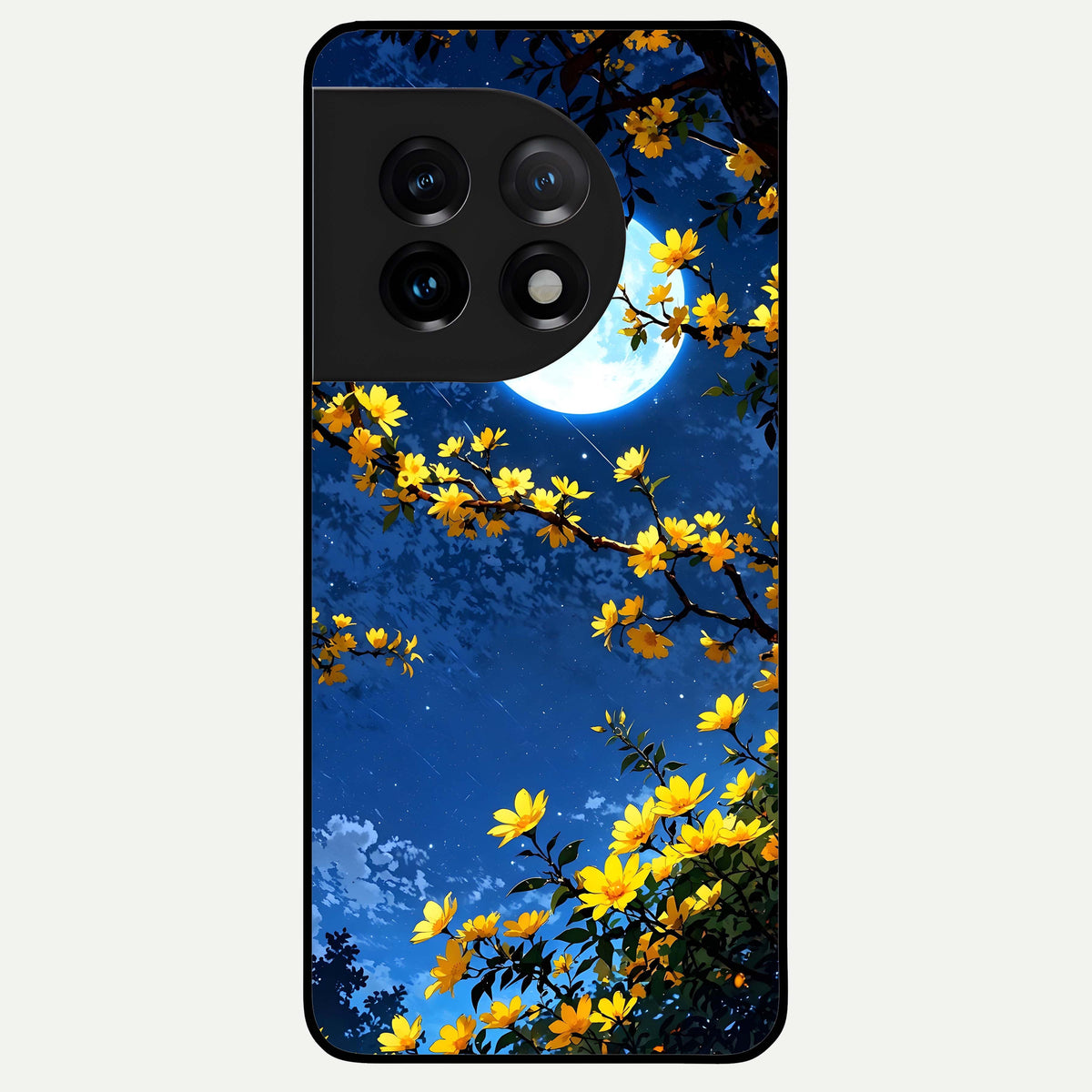  Golden Night Glow Glass Case For OnePlus 11 back cover – full design glossy printed glass finish