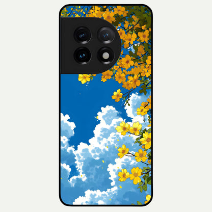  Golden Petal Sky Glass Case For OnePlus 11 back cover – full design glossy printed glass finish