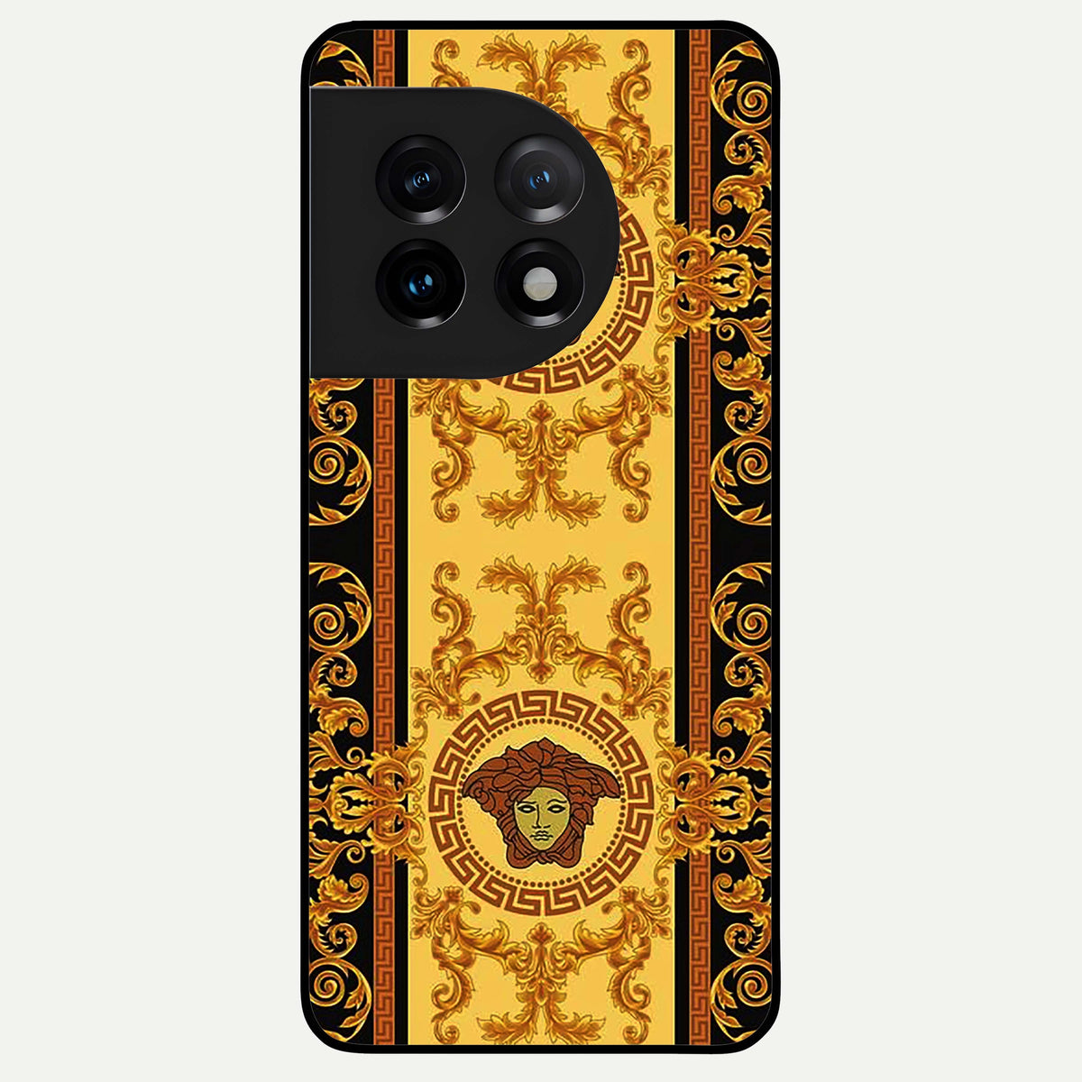  Golden Royal Heritage Glass Case For OnePlus 11 back cover – full design glossy printed glass finish