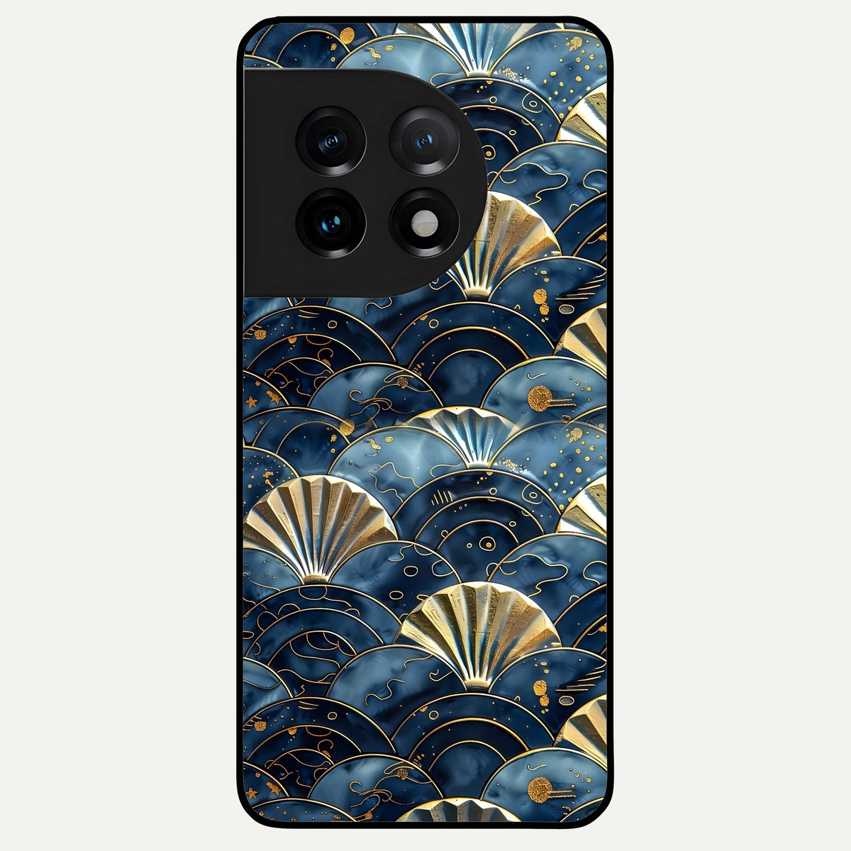  Golden Wave Luxe Glass Case For OnePlus 11 back cover – full design glossy printed glass finish