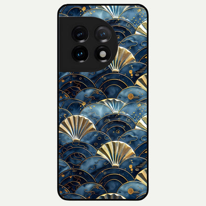  Golden Wave Luxe Glass Case For OnePlus 11 back cover – full design glossy printed glass finish
