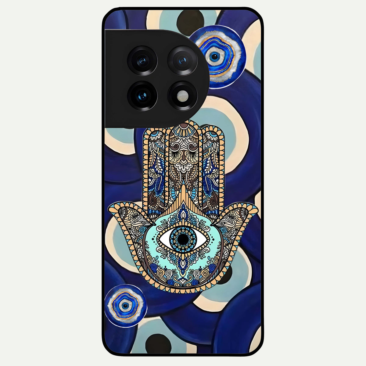  Hamsa Divine Guard Glass Case For OnePlus 11 back cover – full design glossy printed glass finish