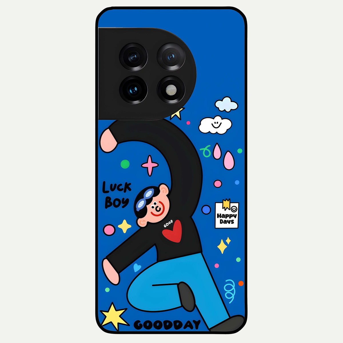  Happy Luck Vibe Glass Case For OnePlus 11 back cover – full design glossy printed glass finish