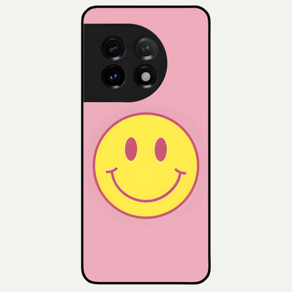  Happy Pink Mood Glass Case For OnePlus 11 back cover – full design glossy printed glass finish