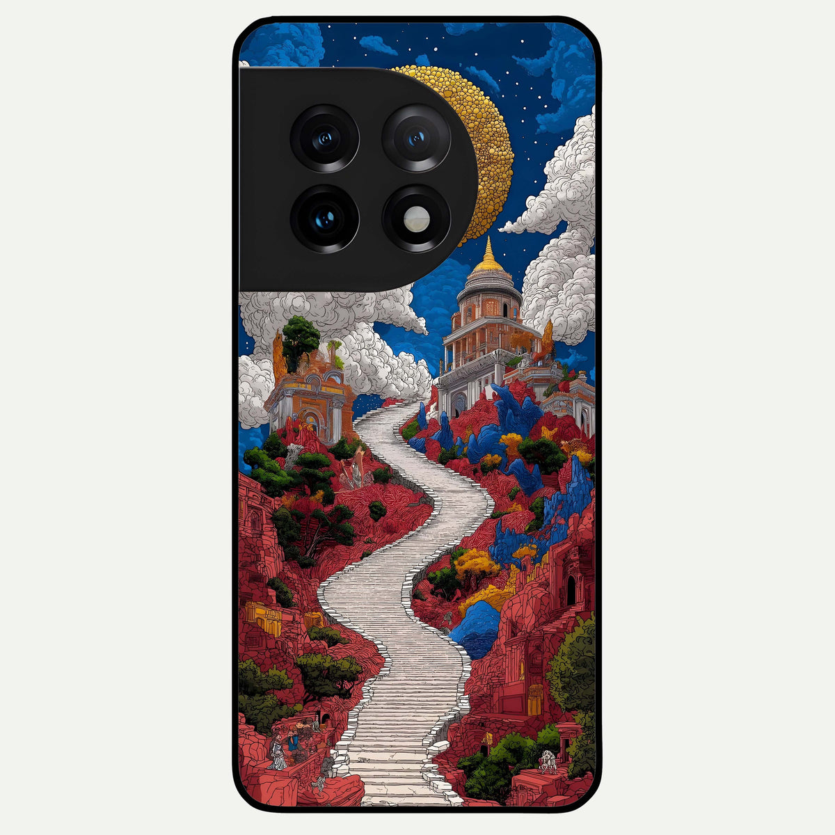  Heavenly Moon Path Glass Case For OnePlus 11 back cover – full design glossy printed glass finish